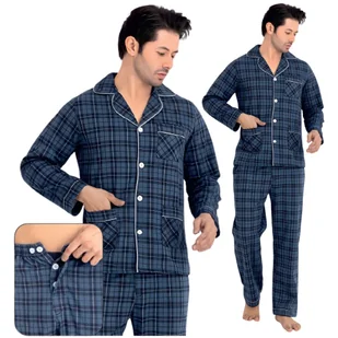 PIŻAMA MĘSKA BAWEŁNIANA MORELLA OCIEPLANA DŁUGI RĘKAW ELEGANCKA ROZPINANA W KRATKĘ 3XL - Piżamy damskie PIŻAMA MĘSKA BAWEŁNIANA MORELLA OCIEPLANA DŁUGI RĘKAW ELEGANCKA ROZPINANA W KRATKĘ 3XL - Piżamy damskie - miniaturka - grafika 1