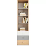 Regały - Regał PX6 Pixel Meblar Dąb Biszkoptowy, Biały Lux, Szary - miniaturka - grafika 1