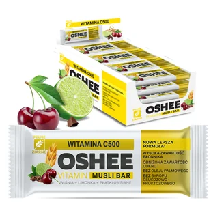 25x OSHEE Vitamin musli bar baton witamina C500 wiśnia limonka 40 g - Płatki śniadaniowe i musli - miniaturka - grafika 1