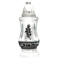 Lampiony i znicze - Znicz szklany róża 28 cm biały - miniaturka - grafika 1