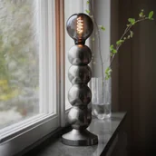 Lampy stojące - Markslöjd Lampa stołowa Gong, kolor srebrny, metal, wysokość 33 cm - miniaturka - grafika 1