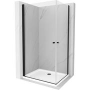 Kabiny prysznicowe - Mexen Pretoria Duo kabina prysznicowa uchylna 90x80 cm, transparent, czarna + brodzik Flat - miniaturka - grafika 1
