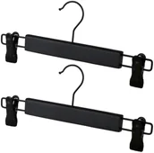 Wieszaki do szafy - Czarny drewniany komplet wieszaków z klipsem 2 sztuki S8-P35 - miniaturka - grafika 1