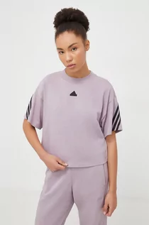 Koszulki sportowe damskie - adidas t-shirt bawełniany damski kolor fioletowy - grafika 1