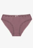 Majtki damskie - Fioletowe Majtki Figi z Bawełny Ozdobione Kokardą i Koronką Zeterie - miniaturka - grafika 1