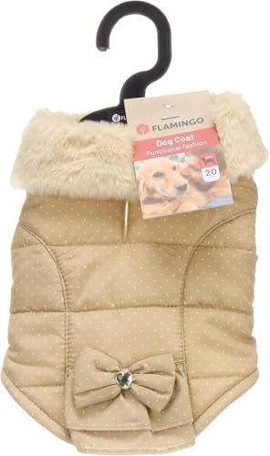 Flamingo Płaszcz dla psów Guzzi Beige - Rozmiar 20 cm (A: 20 cm, B: 26-28 cm, C: 34-38 cm) - idealny dla Chihuahua, pinczera miniaturowego, maltańczyka, motyla i pomeraniana