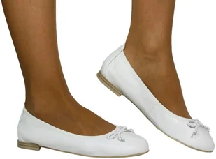 Baleriny Wygodne Caprice 9-22102-42 White Nappa Skóra Naturalna - CAPRICE - Baleriny - miniaturka - grafika 1