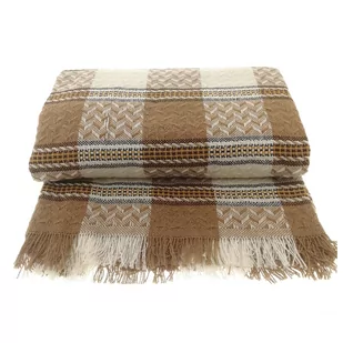 Komplet Dekoracyjny Narzuta 170X205 + 2X 60X170 Beżowa Krata - Narzuty - miniaturka - grafika 1