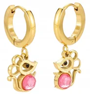 Biżuteria dla dzieci - ZŁOTE KOLCZYKI WISZĄCE DLA DZIECI MYSZKI STAL SZLACHETNA CHIRURGICZNA 316L - miniaturka - grafika 1