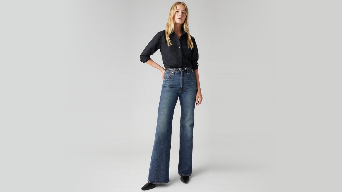 LEVI'S JEANSY DAMSKIE DZWONY WYSOKI STAN GRANATOWE 27/30 16EA