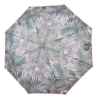 Parasole - Parasol damski Perletti Green automatyczny składany szary wzór liście palmy - miniaturka - grafika 1
