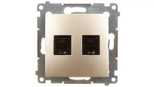 Kontakt Simon Simon 54 Gniazdo komputerowe podwójne 2xRJ45 kat.6 z przesłoną złoty mat D62.01/44 WMDK-0620xx-044 0001-00000-47093 [4351160] - Gniazdka elektryczne - miniaturka - grafika 1