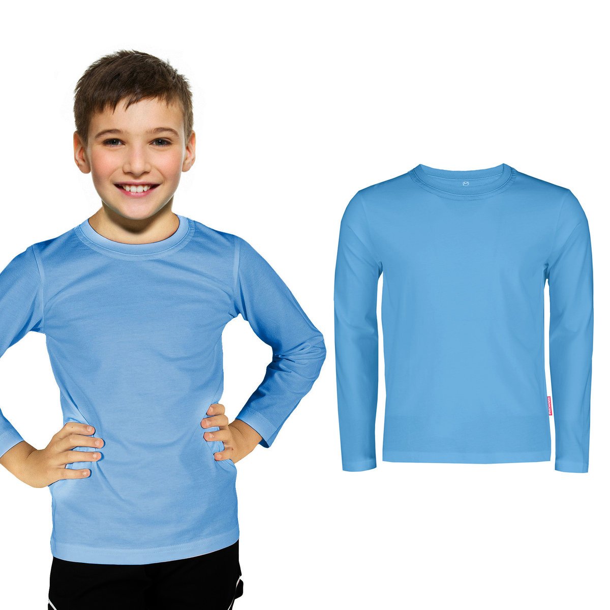 Bluzka Koszulka Dziecięca Długi Rękaw Bawełniana Długa Polski Producent Dla Chłopca Dziewczynki Błękitna 134