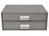 Półki na dokumenty - Szary 2-piętrowy pojemnik z szufladami na dokumenty Bigso Box of Sweden Birger, 33x22,5 cm - miniaturka - grafika 1