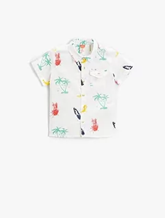 Bluzki dla niemowląt - KOTON Tropical Printed Short Sleeve Koszulka Bawełna Chłopcy, White Design (05u), 24/36 mesi - grafika 1