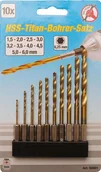 Wiertła - Kraftmann BGS 50801 komplet wiertło HSS, pokryte tytanową powłoką, 10-częściowy - miniaturka - grafika 1