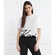 Koszulki i topy damskie - Karl Lagerfeld T-shirt karl logo hem | Cropped Fit - miniaturka - grafika 1