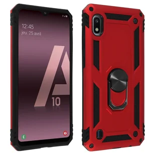 Samsung Galaxy A10 Etui Bi Material Sztywne Miękkie Magnetyczne Podstawka z Pierścieniem Czerwone - Etui i futerały do telefonów - miniaturka - grafika 1