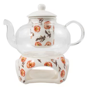 Duo Gift Szklany dzbanek 1000 ml z podgrzewaczem WILD POPPIES DUG_3143 - Dzbanki i imbryki - miniaturka - grafika 1