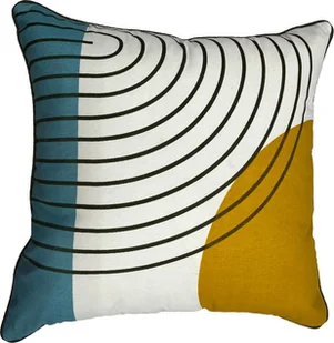 Poduszka bawełniana 45 x 45 cm z lamówką niebiesko żółta - Poduszki dekoracyjne - miniaturka - grafika 1