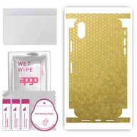 Szkła hartowane na telefon - Folia naklejka skórka strukturalna na TYŁ+BOKI do Apple iPhone XS -  Plaster Miodu Złoty - apgo SKINS - miniaturka - grafika 1