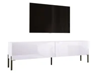 Szafki RTV - Szafka pod telewizor w kolorze białym matowym / białym błyszczącym z nogami w kolorze czarnym, A: szer: 170 cm cm, wys: 52 cm, gł: 32 cm. Meble pod telewizor, stolik pod telewizor, ława pod telewizor - miniaturka - grafika 1
