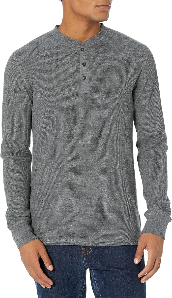 KOSZULA MĘSKA HENLEY Z DŁUGIM RĘKAWEM REGULAR