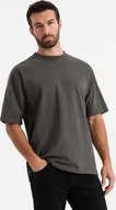 Koszulki męskie - Męski t-shirt bawełniany LOOSE FIT z okrągłym dekoltem szarozielony V3 OM-TSBC-0234 M - miniaturka - grafika 1