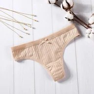 Majtki damskie - Stringi na gumce - Beżowy XL 1pc - miniaturka - grafika 1