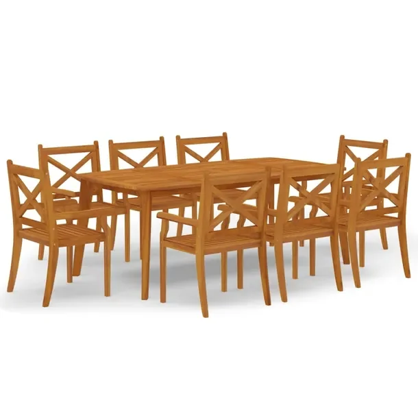 Zestaw mebli ogrodowych z litego drewna akacjowego, stół 202,5x100,5 cm