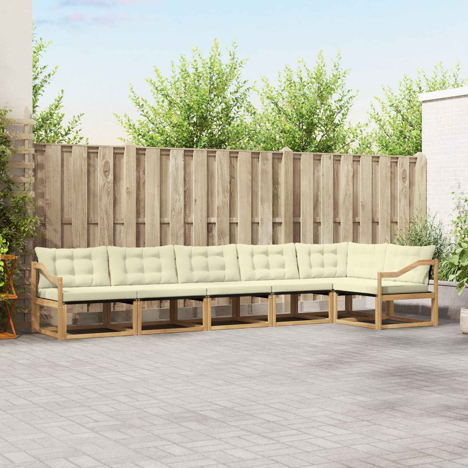 vidaXL Zestaw sof na zewnątrz z poduszką 6 pcs Biały i kremowy