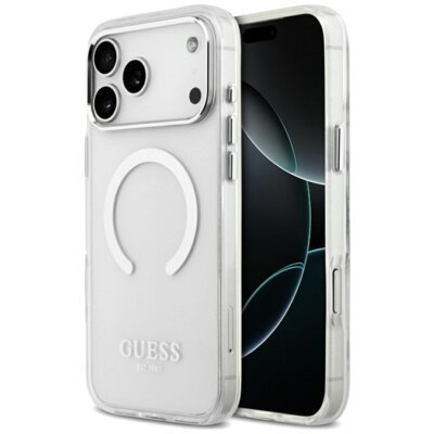 Etui GUESS Metal Outline MagSafe do Apple iPhone 17 Pro Max Srebrny