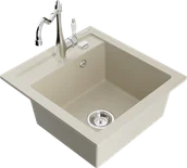 Zlewozmywaki z baterią - Mexen Vito zlewozmywak granitowy 1-komorowy z baterią kuchenną Carla, beżowy - 6503-69-670700-00 - miniaturka - grafika 1