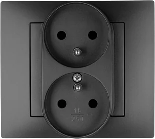 Elektro-Plast Vestra Gniazdo podwójne 2x2P+Z modułowe bez ramki podtynkowe IP20 czarny 3843-19 - Gniazdka elektryczne - miniaturka - grafika 1