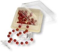 Różańce - Różaniec srebrny AG, próba 925, kamień KORAL - miniaturka - grafika 1