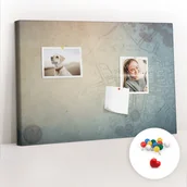 Tablice i flipcharty - Szkolna Tablica korkowa 60x40 cm, Kolorowe Pinezki, wzór Vintage temat zbrodni - miniaturka - grafika 1