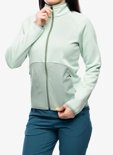 Bluza rozpinana damska Salomon Essential Warm Fz Mid - aqua/iceberg - Bluzy sportowe damskie - miniaturka - grafika 1