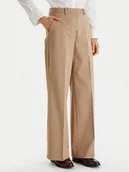 Spodnie damskie - Tommy Hilfiger Spodnie materiałowe WW0WW49471 Beżowy Wide Leg - miniaturka - grafika 1