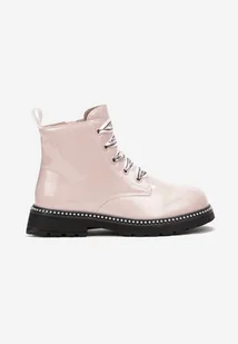 Różowe Botki Lakierowane w Stylu Traperek Hitmoa - Botki damskie - miniaturka - grafika 1