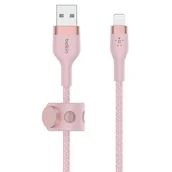 Kable USB - Belkin Kabel USB Typ-C Lightning Braided Silicone 1m Różowy - miniaturka - grafika 1