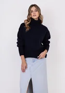 Swetry damskie - Klasyczny golf - SWE291 granat MKM - miniaturka - grafika 1