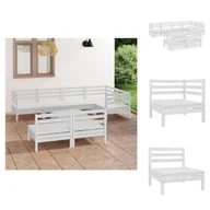 Meble ogrodowe - vidaXL 8-częściowy zestaw wypoczynkowy do ogrodu z litego drewna sosnowego biały - Zestawy mebli ogrodowych - miniaturka - grafika 1