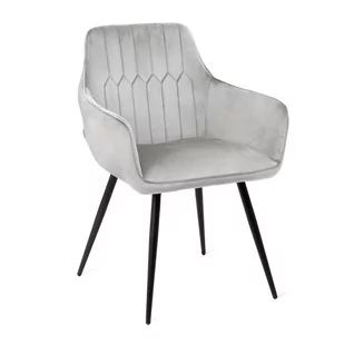 Krzesło ETIENNE welurowe jasnoszare 56x61x86 cm HOMLA - Krzesła - miniaturka - grafika 1
