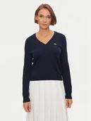 Swetry damskie - Lacoste Sweter AF3324 Granatowy Regular Fit - miniaturka - grafika 1
