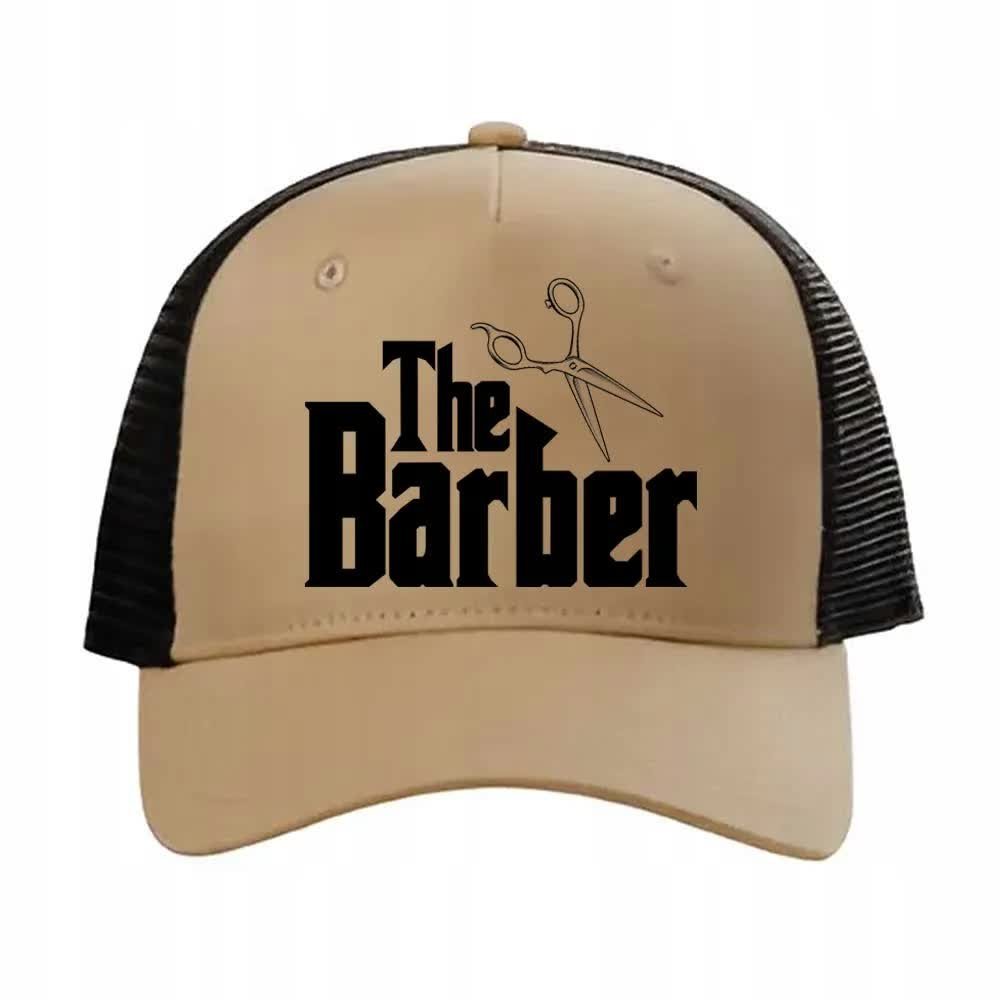 CZAPKA Z DASZKIEM Trucker Beżowa Oddychająca Na Prezent THE BARBER Wzory