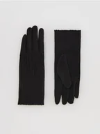 Czapki damskie - Reserved - Rękawiczki z imitacji zamszu - czarny - miniaturka - grafika 1