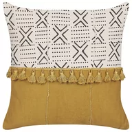 Poduszki dekoracyjne - Bawełniana poduszka dekoracyjna w geometryczny wzór 45 x 45 cm biało-żółta WOODI - miniaturka - grafika 1