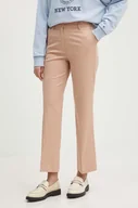 Spodnie damskie - Sisley spodnie damskie kolor różowy proste high waist - miniaturka - grafika 1