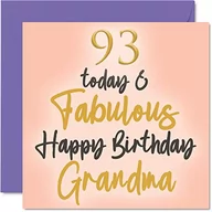 Kartki okolicznościowe i zaproszenia - Fantastyczne kartki urodzinowe dla babci - 93 Today & Fabulous - kartka urodzinowa dla babci od wnuczki wnuka, prezenty urodzinowe dla babci, 145 mm x 145 mm piękne kartki okolicznościowe prezent - miniaturka - grafika 1