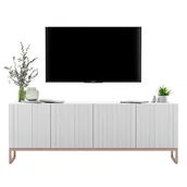 Szafki RTV - Biała szafka rtv z lamelami H5-D44 - miniaturka - grafika 1